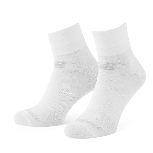 New Balance Unisex Performance Baumwollsocken, flach, gestrickt, 6 Paar Socken, Weiß (100), Medium von New Balance