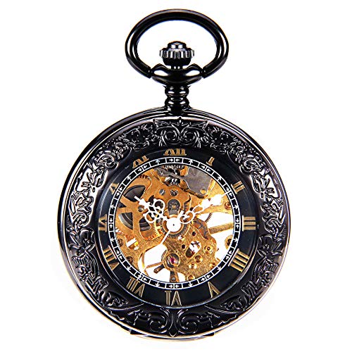 New Brand Mall Herren Taschenuhr mit Ketten Steampunk Mechanische Taschenuhren Weihnachten Abschluss Geburtstag Geschenke Vatertag, Schwarz 1, Mechanisch New Brand Mall Herren Taschenuhr mit Ketten Steampunk Mechanische Taschenuhren Weihnachten Abschluss Geburtstag Geschenke Vatertag, Schwarz 1, Mechanisch von New Brand Mall