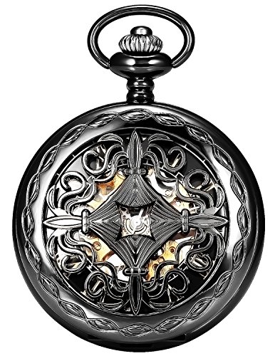 New Brand Mall Mechanische Taschenuhr im Retro-Stil, mit Anhänger, Schwarz, Schwarz New Brand Mall Mechanische Taschenuhr im Retro-Stil, mit Anhänger, Schwarz, Schwarz von New Brand Mall