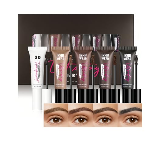 16HR Augenbrauen-Mascara + 3D-Augenbrauenkleber, glatte Creme, Augenbrauen-Gel-Set, geformte, natürliche Augenbrauenform, Volumengebung, intensive Farbe, schnell trocknend, wasserdicht und 16HR Augenbrauen-Mascara + 3D-Augenbrauenkleber, glatte Creme, Augenbrauen-Gel-Set, geformte, natürliche Augenbrauenform, Volumengebung, intensive Farbe, schnell trocknend, wasserdicht und von New Cover