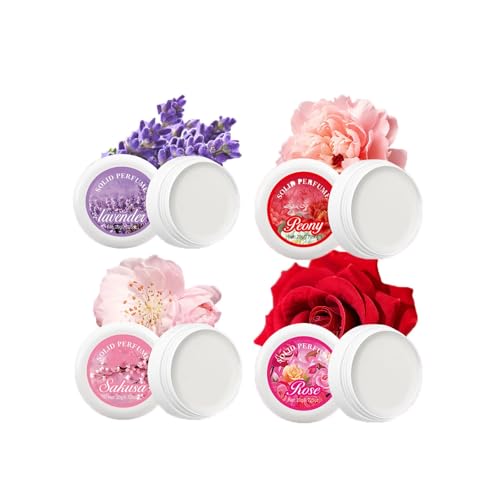 4PCS festes Parfüm für Frauen, tragbare Parfüms für Frauendüfte, natürlicher Blumenduft, tragbares Taschenbalsam-Parfüm, perfekt für Reisen, lang anhaltende Düfte, nicht klebende Formel von New Cover
