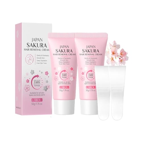 Körperhaarentfernungscreme – 2 Pack Japan Sakura schmerzfreie Enthaarungscreme für Bikinizone, Körper, Beine, Arme, Achselhaarentfernungsbutter für Frauen mit Spatel, für alle Hauttypen Körperhaarentfernungscreme – 2 Pack Japan Sakura schmerzfreie Enthaarungscreme für Bikinizone, Körper, Beine, Arme, Achselhaarentfernungsbutter für Frauen mit Spatel, für alle Hauttypen von New Cover