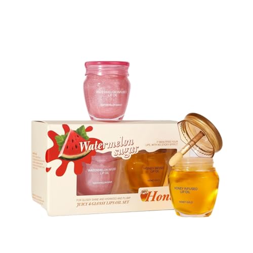 New Cover Wassermelone & Honig Plumping Lip Oil Set Anti-Trocknung Lippenöl Honig Set Peeling & Aufhellt Lippenlinien - Sheer & Clear Hydrating Gloss Non-Stick Shine New Cover Wassermelone & Honig Plumping Lip Oil Set Anti-Trocknung Lippenöl Honig Set Peeling & Aufhellt Lippenlinien - Sheer & Clear Hydrating Gloss Non-Stick Shine von New Cover