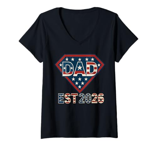 Damen Dad Established 2026 | New Papa Geschenk für werdende Väter T-Shirt mit V-Ausschnitt Damen Dad Established 2026 | New Papa Geschenk für werdende Väter T-Shirt mit V-Ausschnitt von New Dad Est 2026 Fathers Merchandise