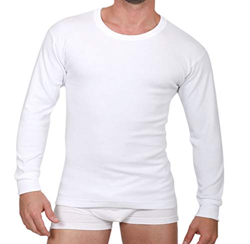 New Day Made in Italy 3 Unterhemden für Herren (mit Rundhalsausschnitt oder V-Ausschnitt), langärmelig, warm, Winter, Baumwolle, Weiß 56 von New Day intimo eccezionale