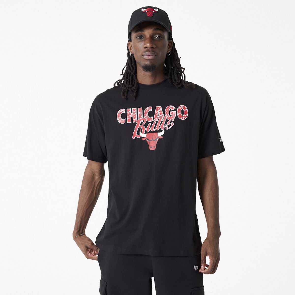 New Era - NBA T-Shirt - Chicago Bulls - S bis M - für Männer - Größe S - schwarz von New Era - NBA