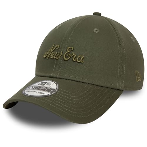 New Era 39Thirty Stretch Cap - Brand Script Oliv - XS/S von New Era