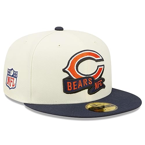 New Era 59Fifty NFC Bears Cap Basecap Baseballcap Flat Brim Fitted (7 7/8 (62,5 cm) - cremeweiß) von New Era