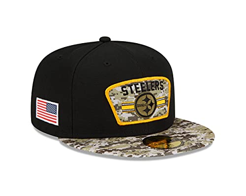 New Era 59Fifty Pittsburgh Steelers Cap Basecap Baseballcap Flat Brim Fitted NFL-Cap Herren - Hinten geschlossen, mit Schirm Herbst Sommer Frühjahr Winter Frühling-Sommer Herbst-Winter - 7 3/8 (58,7 von New Era