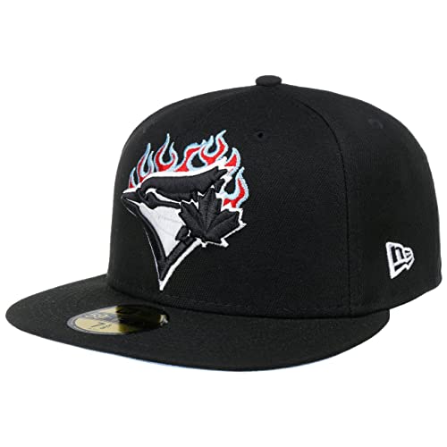 New Era 59Fifty Team Fire Blue Jays Cap Basecap Baseballcap Flat Brim Fitted MLB Toronto Herren - Hinten geschlossen, mit Schirm Winter Herbst Frühjahr Sommer Frühling-Sommer Herbst-Winter - 7 5/8 von New Era