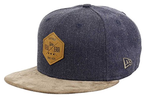 New Era Hexagon Patch Heather Indigo Brown Suede 59Fifty Basecap - 6 7/8-55cm (S) von New Era