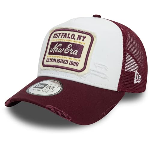New Era NE Patch Distress Trucker Adjustable Cap NE Logo Weiß Rot, Size:OneSize von New Era