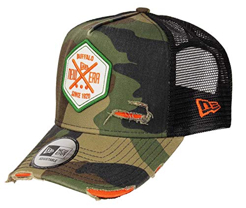 New Era Distressed Hex Patch Camouflage A-Frame Adjustable Trucker Cap - One-Size von New Era