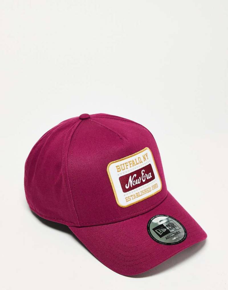 New Era - A-Frame-Kappe in Rot mit Vintage-Aufnäher von New Era