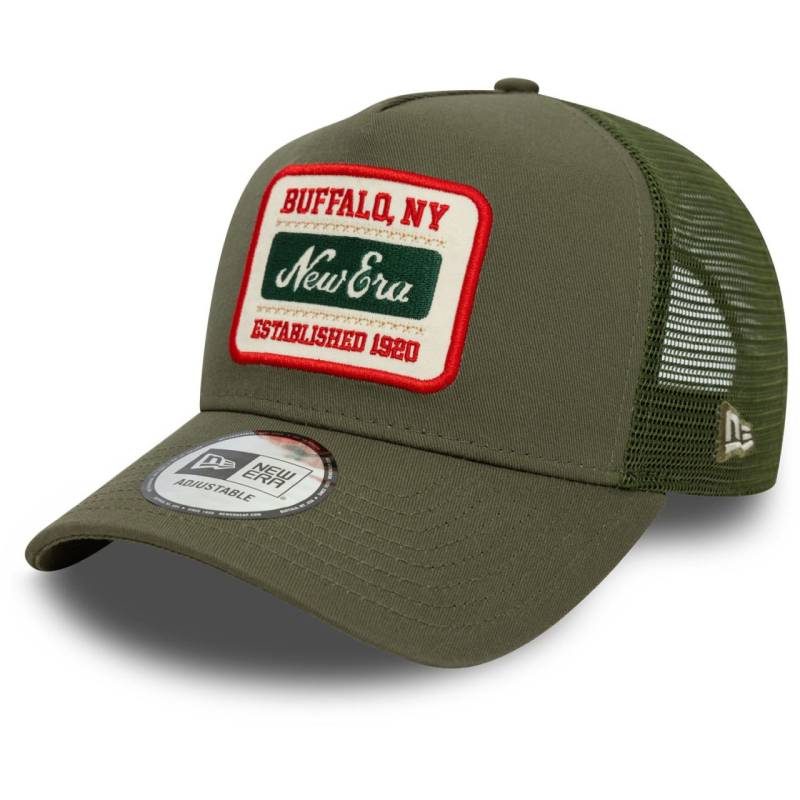 New Era A-Frame Mesh Trucker Cap - BRAND PATCH oliv von New Era