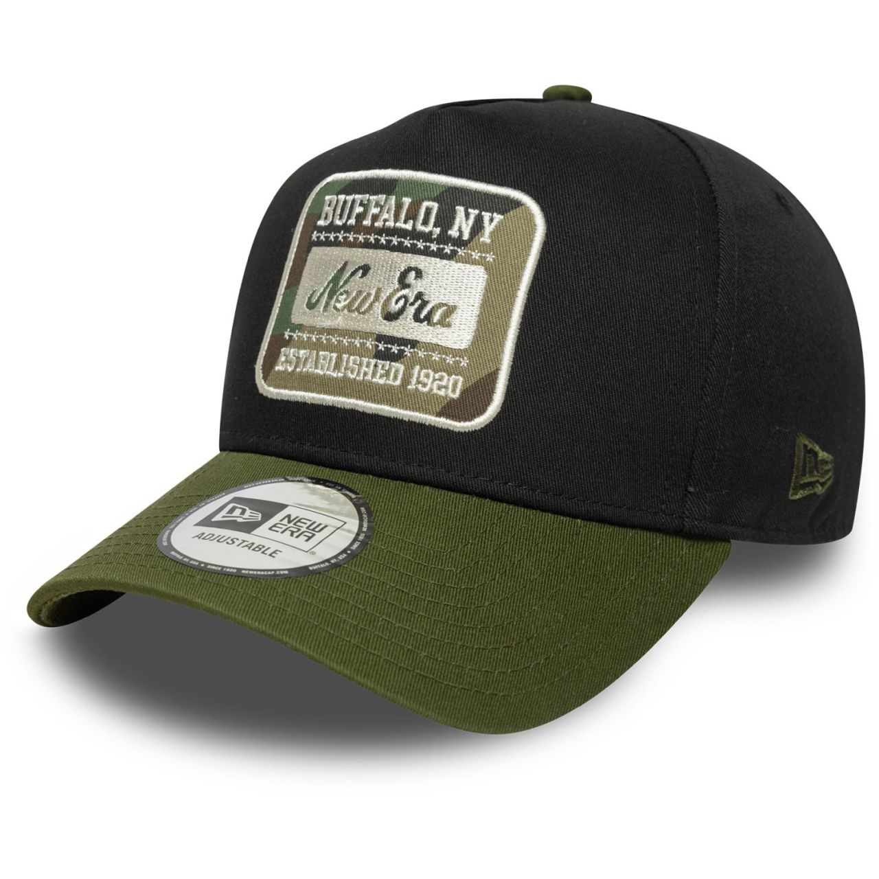 New Era A-Frame Trucker Cap - BRAND PATCH schwarz wood camo von New Era