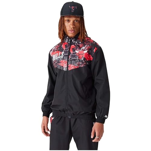 New Era AOP Panel Trainingsjacke Herren schwarz/rot, M von New Era