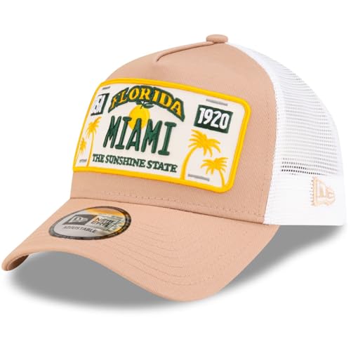 New Era Adjustable A-Frame Trucker Cap - Florida Miami beige von New Era
