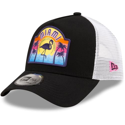 New Era Adjustable A-Frame Trucker Cap - Miami schwarz von New Era