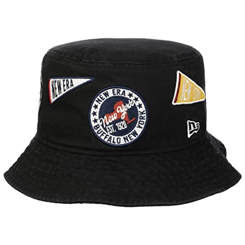 New Era All-Over Patch Bucket Stoffhut Baumwollhut Fischerhut Sommerhut Sonnenhut Strandhut (M (57-58 cm) - schwarz) von New Era