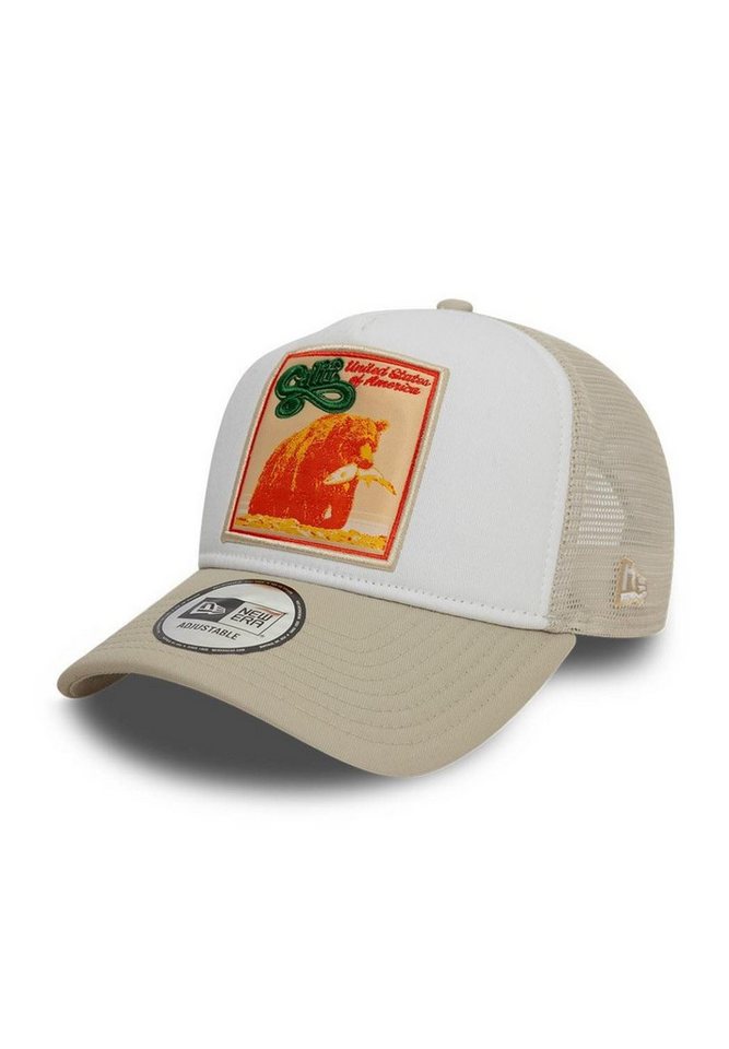 New Era Baseball Cap California Bear Patch Weiß Beige Verstellbare A-Frame Trucker Cap (1-St) von New Era