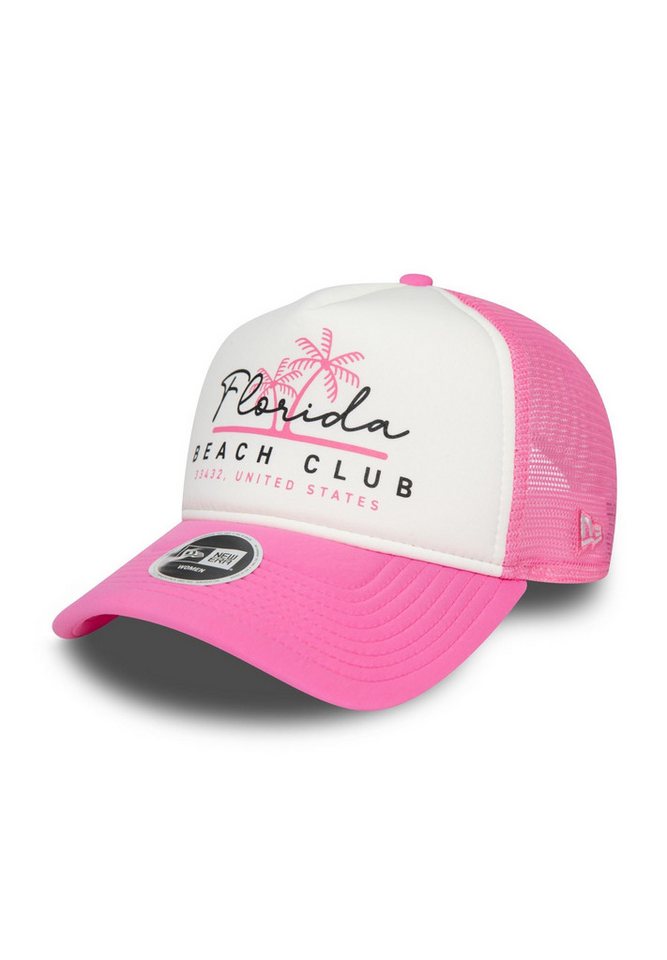 New Era Baseball Cap Florida Beach Club Foam Front Rosa Weiß Verstellbare A-Frame Damen Tru (1-St) von New Era