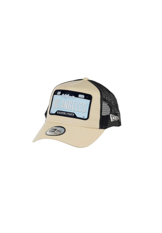 New Era Baseball Cap Los Angeles License Plate Patch Beige Verstellbare A-Frame Trucker Cap (1-St) von New Era