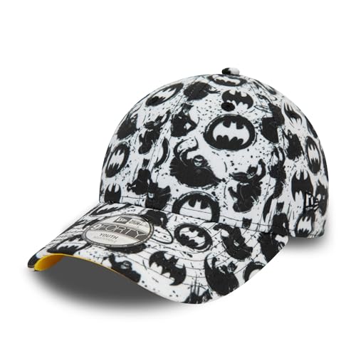 New Era Batman Cap Kind Junge Mädchen Comics 9Forty verstellbar Kappe DC Superheld weiß schwarz - Child von New Era