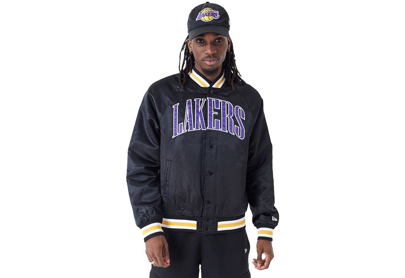 New Era Bomberjacke Jacke New Era NBA Applique Satin LA Lakers von New Era