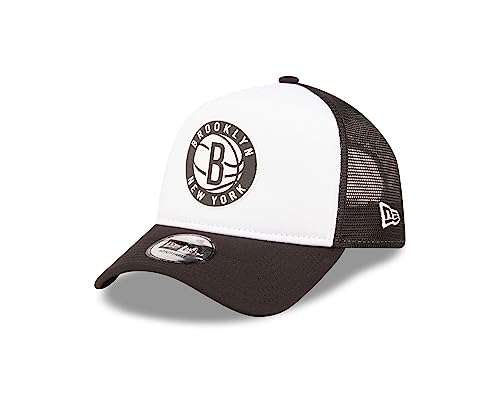 New Era Brooklyn Nets Team Colour Block A-Frame Black White Adjustable Trucker Cap - One-Size von New Era