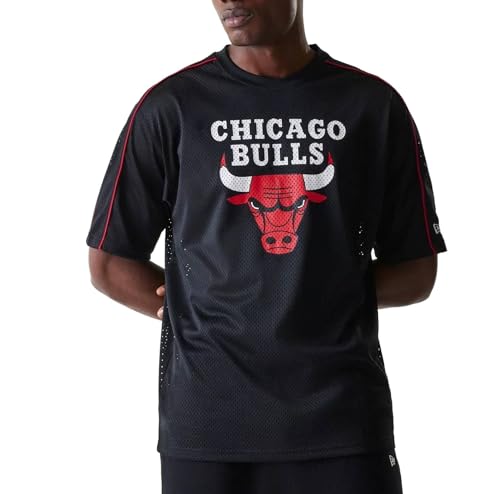 New Era Chicago Bulls NBA Piping Oversized Mesh T-Shirt schwarz S von New Era