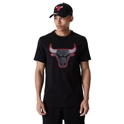 New Era Chicago Bulls NBA T-Shirt Fanshirt Basketball Outline Logo Jersey Schwarz - M von New Era