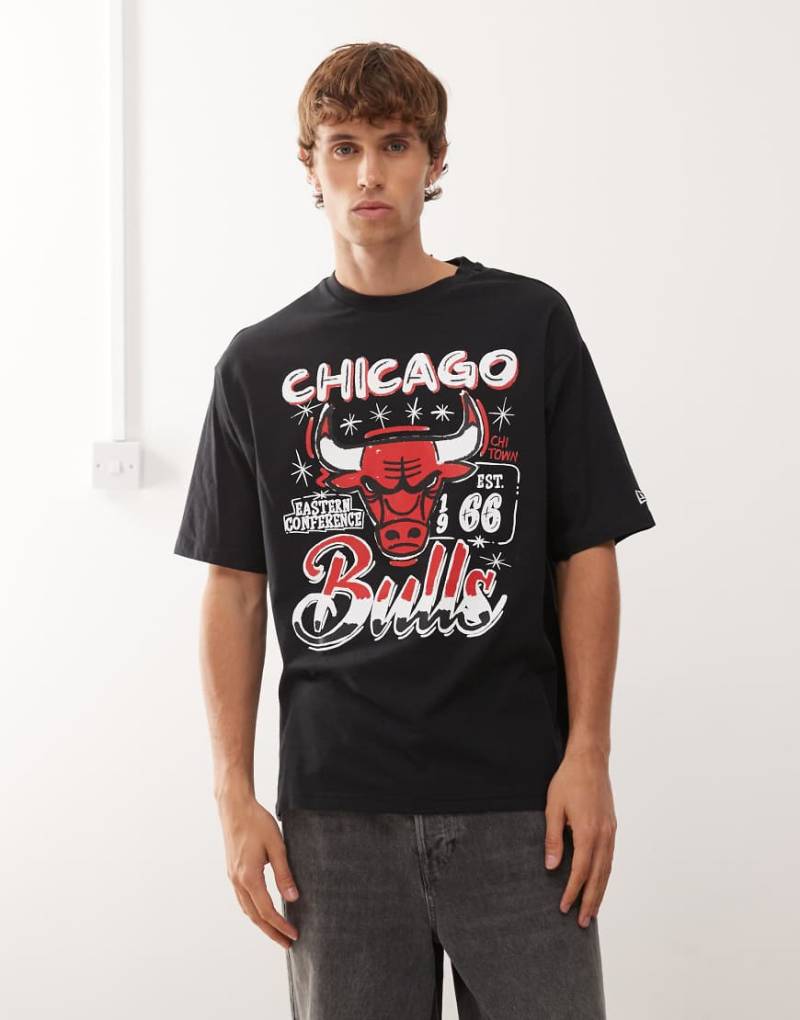 New Era - Chicago Bulls - Oversize-T-Shirt in Schwarz von New Era
