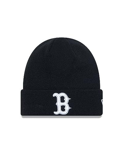 New Era Cuff Knit Beanie Schwarz Weiß Boston Red Sox MLB Winter Mütze Fan League Essential - One-Size von New Era