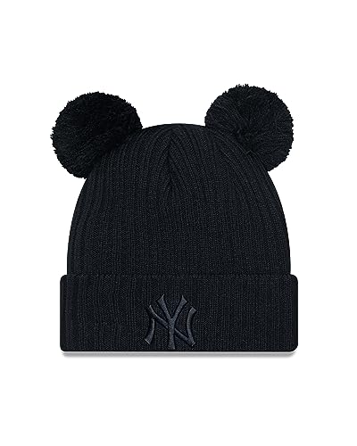 New Era Cuff Knit Women Beanie Bommelmütze Wintermütze Saum Baseball MLB New York Yankees Schwarz Double Pom - One-Size von New Era