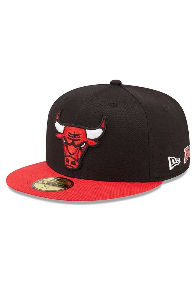 New Era Fitted Cap New Team City Patch 59Fifty Cap CHICAGO BULLS Schwarz Rot von New Era