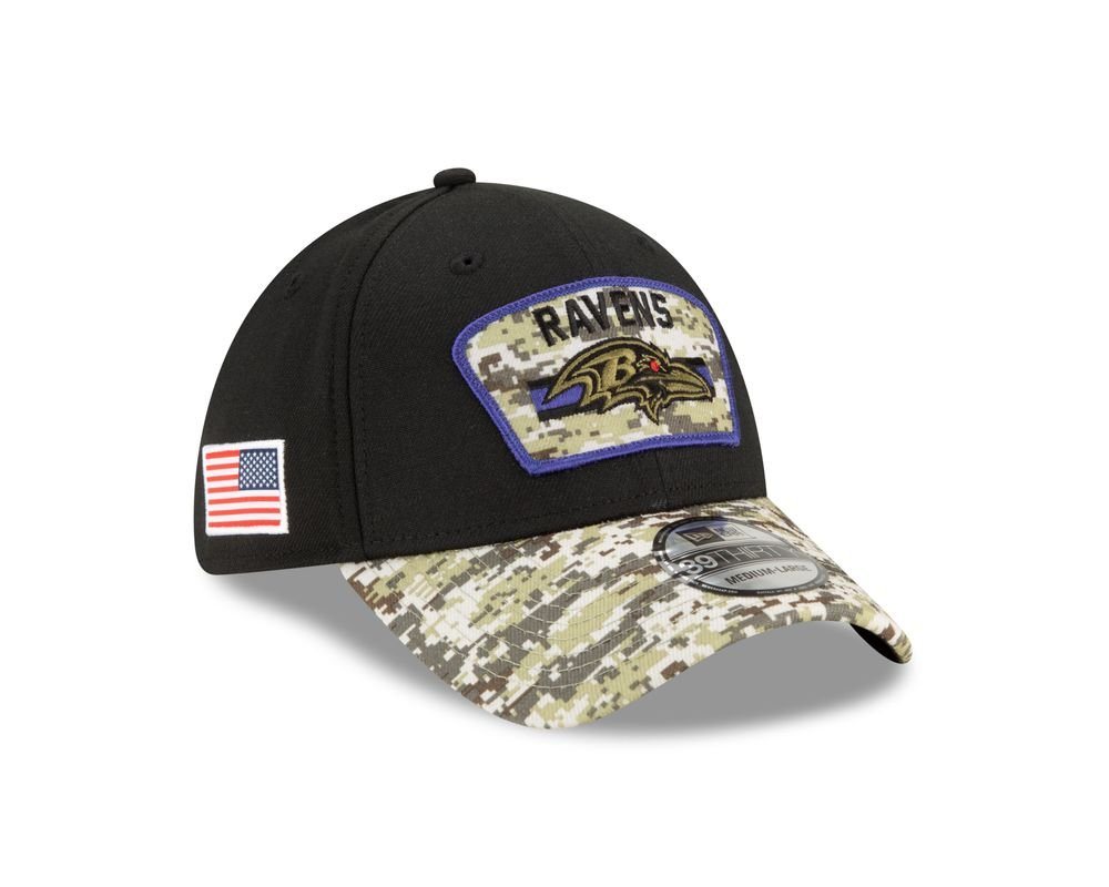 New Era Flex Cap New Era NFL BALTIMORE RAVENS Salute to Service 2021 Sideline 39THIRTY Stretch Fit Game Cap von New Era