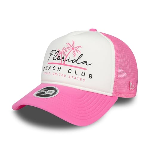 New Era Florida Beach Club Basecap Trucker Kappe Snapback Frau Mädchen gebogener Schirm Mesh pink weiß - One-Size von New Era