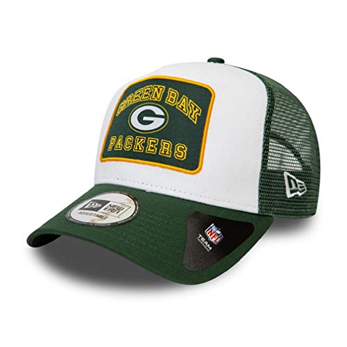 New Era Green Bay Packers NFL Graphic Patch White Green A-Frame Adjustable Trucker Cap - One-Size von New Era