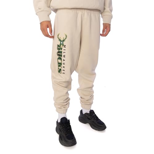 New Era Herren Jogginghose NBA Milwaukee Bucks, Stone, L von New Era