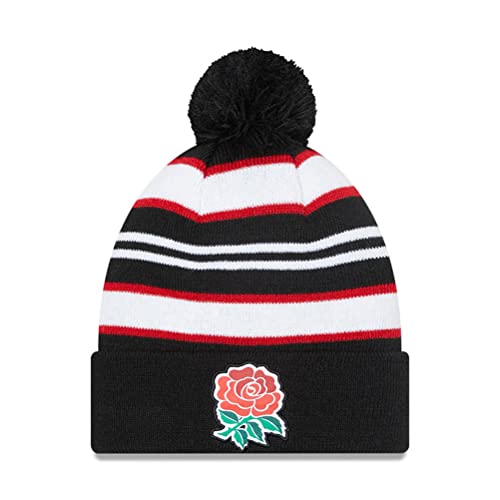 New Era Herren Strickmütze Rugby Football Union Stripe Booble Beanie Mütze Schwarz, Schwarz , Einheitsgröße von New Era