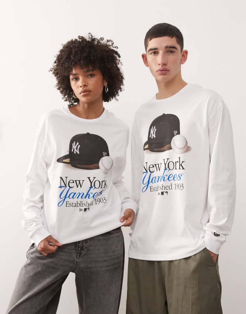 New Era - Langärmliges T-Shirt in Weiß mit „NY Yankees"-Motiv von New Era