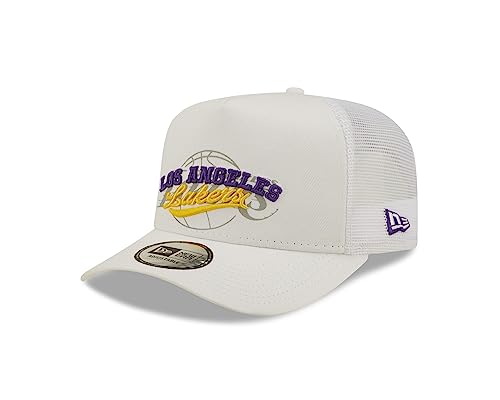 New Era Los Angeles Lakers NBA Logo Overlay White A-Frame Adjustable Trucker Cap - One-Size von New Era