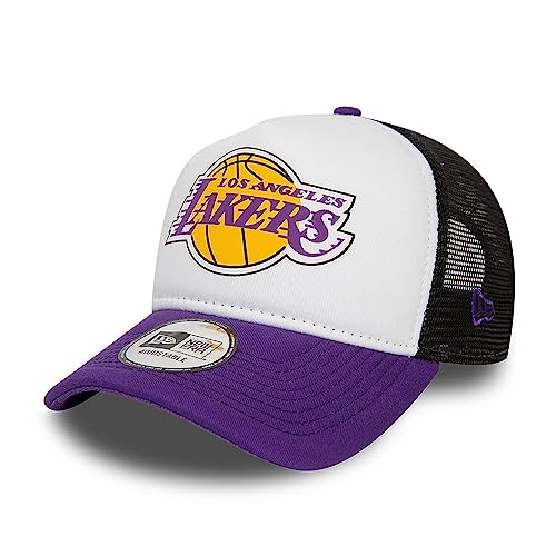 New Era Los Angeles Lakers Team Colour Block White Purple A-Frame Adjustable Trucker Cap - One-Size von New Era