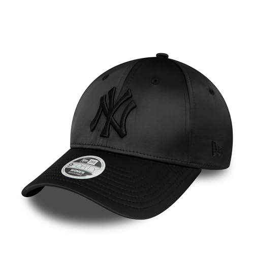 New Era MLB Kappe für Frauen New York Yankees Baseball Cap verstellbar Satin NY gebogener Schirm schwarz - One-Size von New Era
