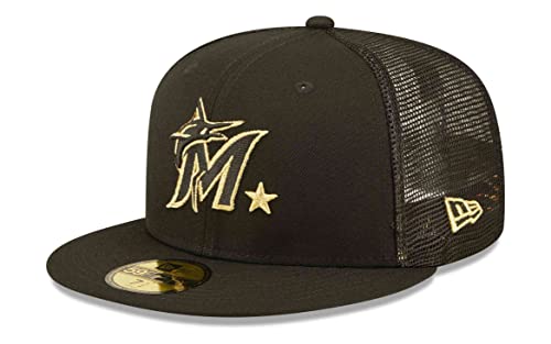 New Era - MLB Miami Marlins All Star Game Patch 59Fifty Fitted Cap Farbe Schwarz, Größe 7 1/4 (57,7cm) von New Era