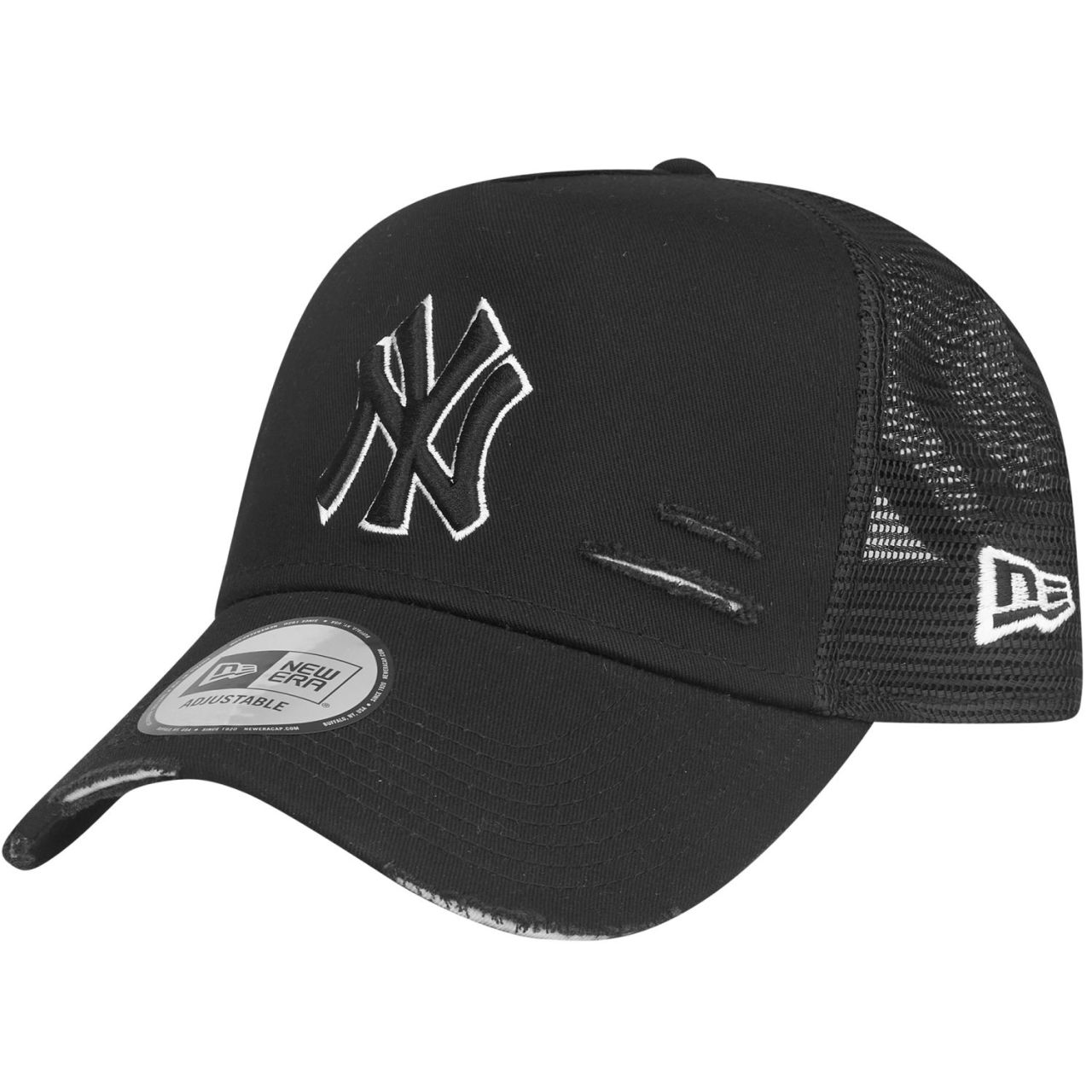 New Era Mesh Trucker Cap DISTRESSED New York Yankees schwarz von New Era