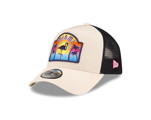 New Era Miami Basecap Truckerkappe Cap verstellbar Sommer Patch gebogener Schirm Mesh beige - One-Size New Era Miami Basecap Truckerkappe Cap verstellbar Sommer Patch gebogener Schirm Mesh beige - One-Size von New Era