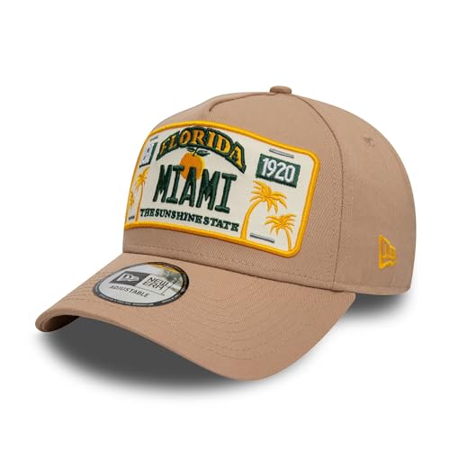 New Era Miami Cap E-Frame verstellbar Kappe Nummernschild Patch Florida beige - One-Size von New Era