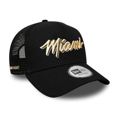 New Era Miami Heat NBA Vice Collection Black Metallic Gold Adjustable Trucker Cap - One-Size von New Era